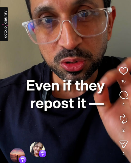 Gaurav's reel with goto.io/gaurav tag